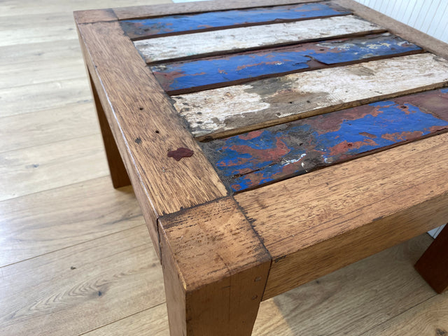Boatwood by WMK # Schöner und sehr robuster Couchtisch aus altem Bootsholz, ein handgefertigtes Unikat aus massivem Teakholz # Wohnzimmertisch Tisch Coffee Table Beistelltisch Bootsmöbel Blumentisch