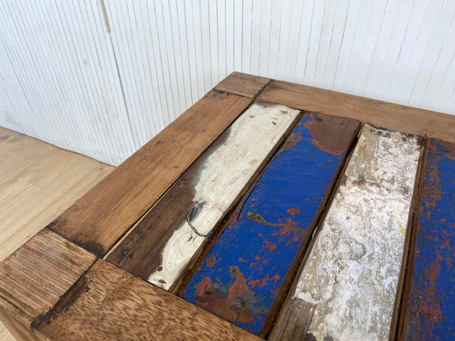 Boatwood by WMK # Sehr hübscher kleiner Couchtisch aus altem Bootsholz, ein handgefertigtes Unikat aus massivem Teakholz # Beistelltisch Wohnzimmertisch Tischchen Coffee Table Blumentisch Bootsmöbel