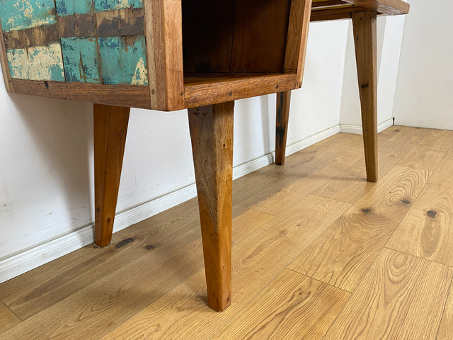 Boatwood by WMK # Formschöner und beidseitig verwendbarer Schreibtisch aus altem Bootsholz, ein handgefertigtes Unikat aus massivem Teakholz # Arbeitstisch Desk Sekretär Bürotisch Computertisch Loft