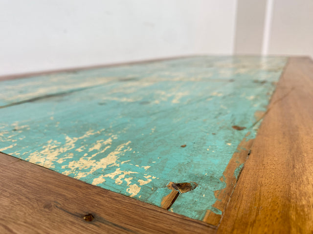 Boatwood by WMK # Formschöner und beidseitig verwendbarer Schreibtisch aus altem Bootsholz, ein handgefertigtes Unikat aus massivem Teakholz # Arbeitstisch Desk Sekretär Bürotisch Computertisch Loft