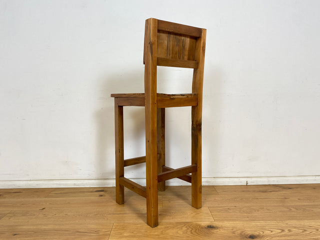 Boatwood by WMK # 1/3 Bunterschöner Barhocker aus altem Bootsholz, ein handgefertigtes Unikat aus massivem Teakholz # Barstuhl Hocker Sitzhocker Stuhl Küchenstuhl Holzstuhl Bar Stool Hausbar Gastro