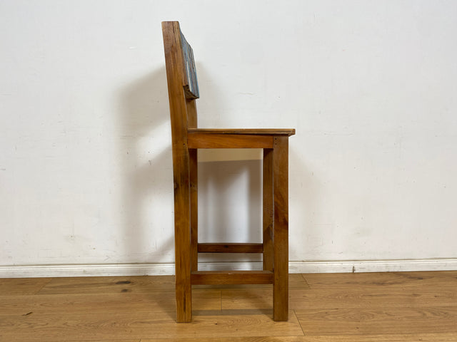 Boatwood by WMK # 1/3 Bunterschöner Barhocker aus altem Bootsholz, ein handgefertigtes Unikat aus massivem Teakholz # Barstuhl Hocker Sitzhocker Stuhl Küchenstuhl Holzstuhl Bar Stool Hausbar Gastro