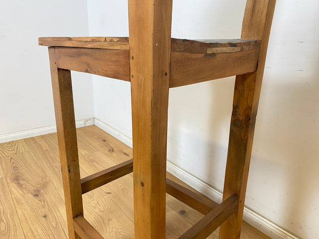 Boatwood by WMK # 1/3 Bunterschöner Barhocker aus altem Bootsholz, ein handgefertigtes Unikat aus massivem Teakholz # Barstuhl Hocker Sitzhocker Stuhl Küchenstuhl Holzstuhl Bar Stool Hausbar Gastro