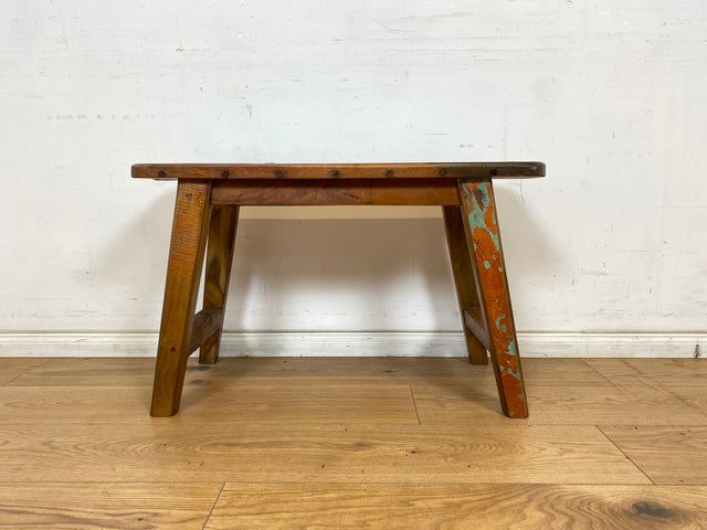 Boatwood by WMK # Meeresblaue 75cm lange Sitzbank aus altem Bootsholz, ein handgefertigtes Unikat aus massivem Teakholz # Bank Holzbank Bench Gartenbank Küchenbank Gartenmöbel Balkonmöbel Treibholz