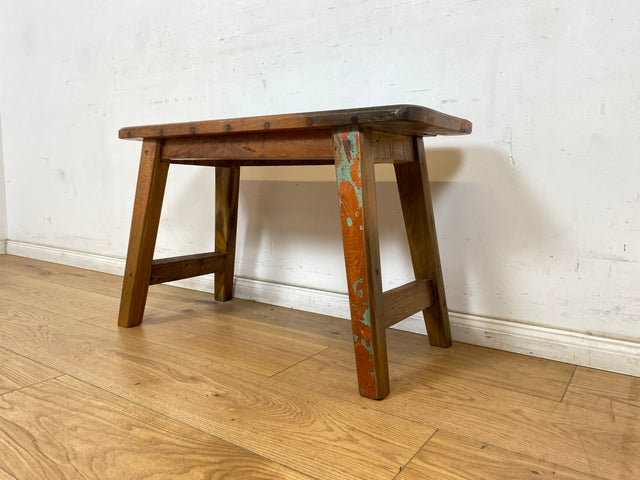 Boatwood by WMK # Meeresblaue 75cm lange Sitzbank aus altem Bootsholz, ein handgefertigtes Unikat aus massivem Teakholz # Bank Holzbank Bench Gartenbank Küchenbank Gartenmöbel Balkonmöbel Treibholz