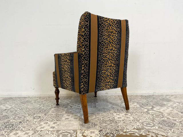 WMK Roawrr! Besonders schöner und sehr bequemer antiker Sessel mit neuwertigem und hochwertigem Bezug in Leoparden Muster # Salonsessel Armlehnenstuhl Armchair Stuhl Lesesessel Vintage Jugendstil