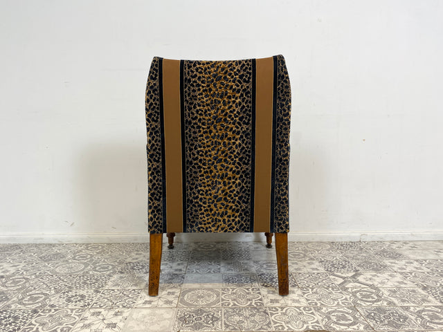 WMK Roawrr! Besonders schöner und sehr bequemer antiker Sessel mit neuwertigem und hochwertigem Bezug in Leoparden Muster # Salonsessel Armlehnenstuhl Armchair Stuhl Lesesessel Vintage Jugendstil