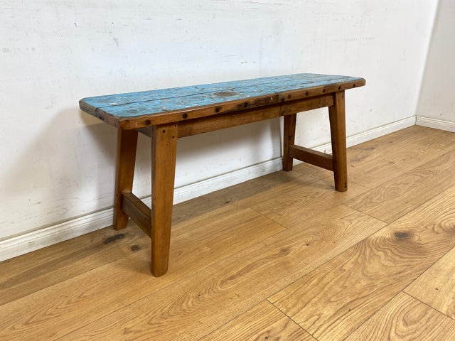 Boatwood by WMK # Meeresblaue 100cm lange Sitzbank aus altem Bootsholz, ein handgefertigtes Unikat aus massivem Teakholz # Bank Holzbank Gartenbank Bench Küchenbank Gartenmöbel Balkonmöbel Treibholz