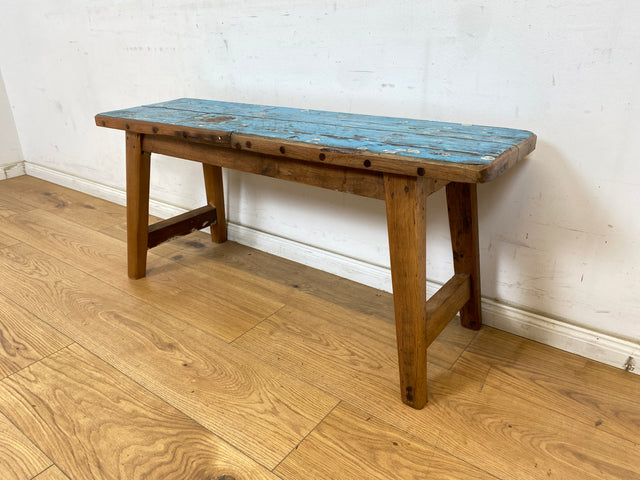 Boatwood by WMK # Meeresblaue 100cm lange Sitzbank aus altem Bootsholz, ein handgefertigtes Unikat aus massivem Teakholz # Bank Holzbank Gartenbank Bench Küchenbank Gartenmöbel Balkonmöbel Treibholz