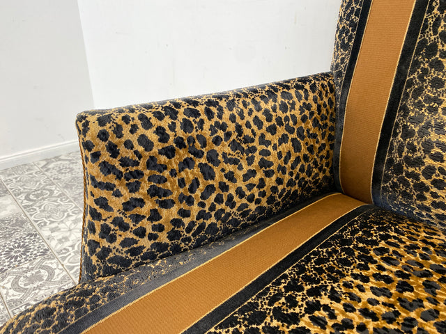WMK Roawrr! Besonders schöner und sehr bequemer antiker Sessel mit neuwertigem und hochwertigem Bezug in Leoparden Muster # Salonsessel Armlehnenstuhl Armchair Stuhl Lesesessel Vintage Jugendstil