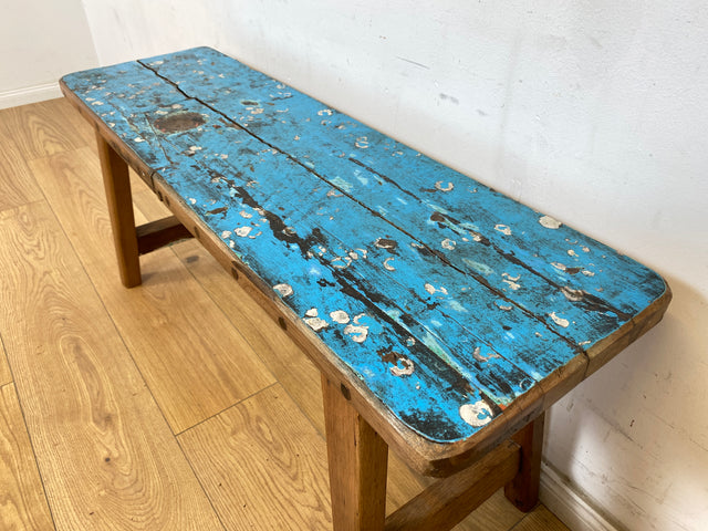 Boatwood by WMK # Meeresblaue 100cm lange Sitzbank aus altem Bootsholz, ein handgefertigtes Unikat aus massivem Teakholz # Bank Holzbank Gartenbank Bench Küchenbank Gartenmöbel Balkonmöbel Treibholz