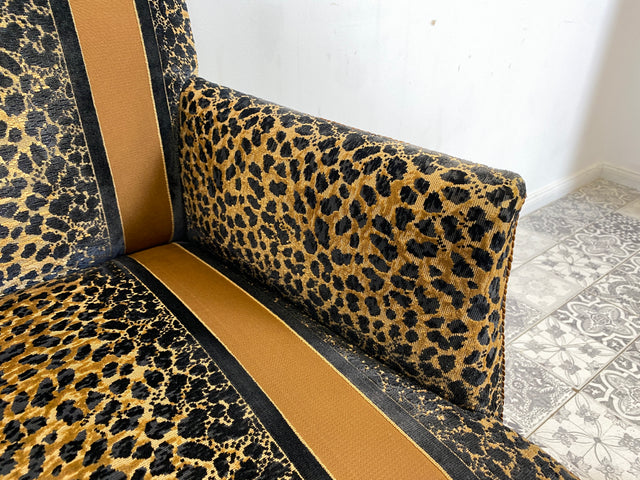 WMK Roawrr! Besonders schöner und sehr bequemer antiker Sessel mit neuwertigem und hochwertigem Bezug in Leoparden Muster # Salonsessel Armlehnenstuhl Armchair Stuhl Lesesessel Vintage Jugendstil