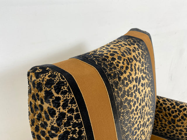 WMK Roawrr! Besonders schöner und sehr bequemer antiker Sessel mit neuwertigem und hochwertigem Bezug in Leoparden Muster # Salonsessel Armlehnenstuhl Armchair Stuhl Lesesessel Vintage Jugendstil