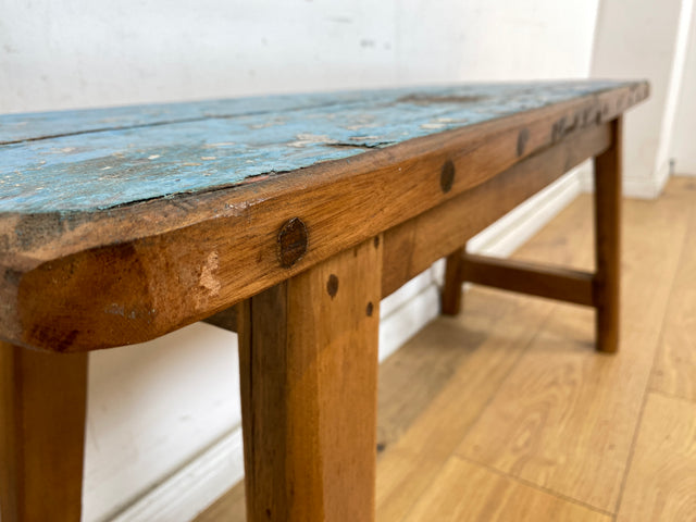 Boatwood by WMK # Meeresblaue 100cm lange Sitzbank aus altem Bootsholz, ein handgefertigtes Unikat aus massivem Teakholz # Bank Holzbank Gartenbank Bench Küchenbank Gartenmöbel Balkonmöbel Treibholz
