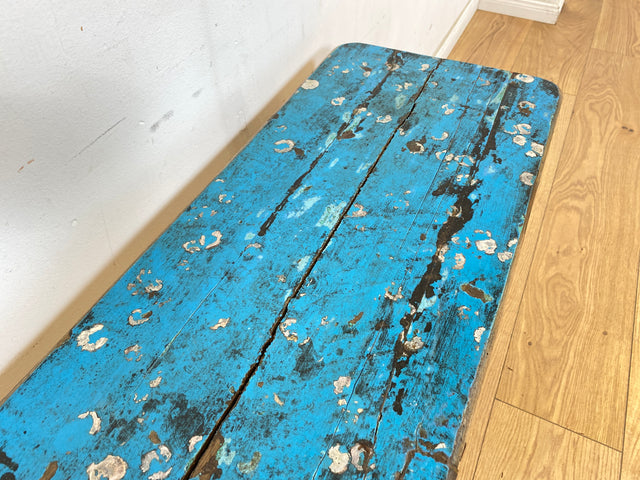 Boatwood by WMK # Meeresblaue 100cm lange Sitzbank aus altem Bootsholz, ein handgefertigtes Unikat aus massivem Teakholz # Bank Holzbank Gartenbank Bench Küchenbank Gartenmöbel Balkonmöbel Treibholz