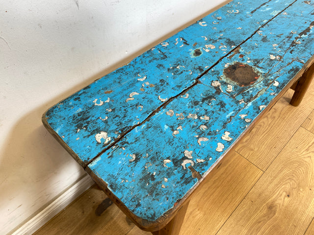 Boatwood by WMK # Meeresblaue 100cm lange Sitzbank aus altem Bootsholz, ein handgefertigtes Unikat aus massivem Teakholz # Bank Holzbank Gartenbank Bench Küchenbank Gartenmöbel Balkonmöbel Treibholz