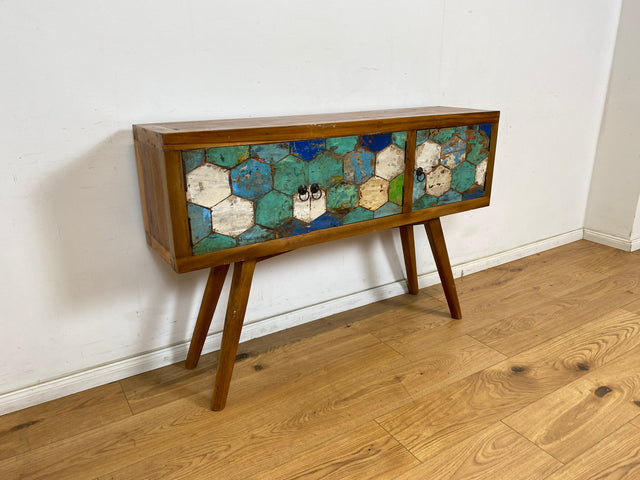 Boatwood by WMK # Detailreiche & nachhaltige Kommode aus altem Bootsholz, ein handgefertigtes Unikat aus massivem Teakholz # Sideboard Schrank Anrichte Flurkommode Konsole TV-Lowboard Bootsmöbel Teak