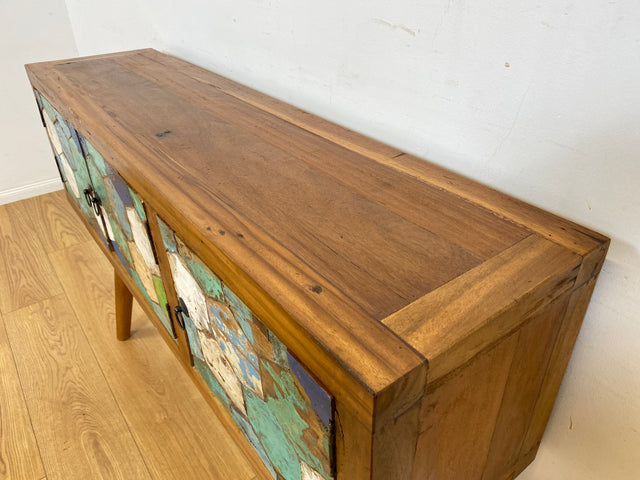 Boatwood by WMK # Detailreiche & nachhaltige Kommode aus altem Bootsholz, ein handgefertigtes Unikat aus massivem Teakholz # Sideboard Schrank Anrichte Flurkommode Konsole TV-Lowboard Bootsmöbel Teak