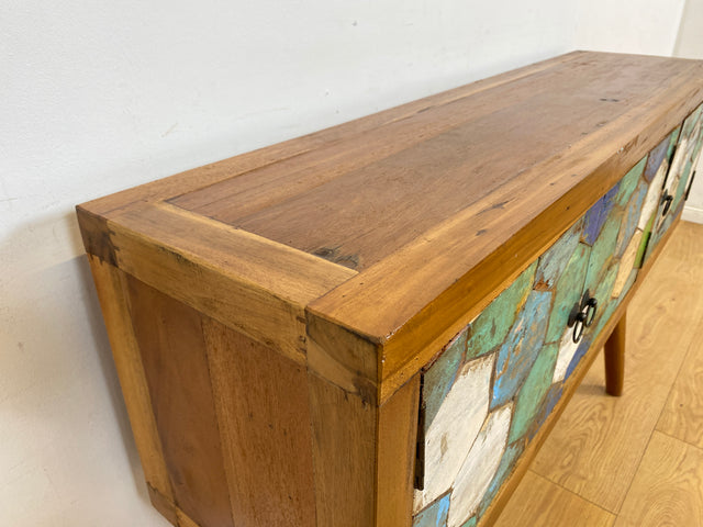 Boatwood by WMK # Detailreiche & nachhaltige Kommode aus altem Bootsholz, ein handgefertigtes Unikat aus massivem Teakholz # Sideboard Schrank Anrichte Flurkommode Konsole TV-Lowboard Bootsmöbel Teak