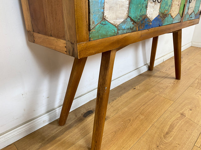Boatwood by WMK # Detailreiche & nachhaltige Kommode aus altem Bootsholz, ein handgefertigtes Unikat aus massivem Teakholz # Sideboard Schrank Anrichte Flurkommode Konsole TV-Lowboard Bootsmöbel Teak