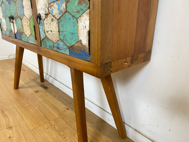 Boatwood by WMK # Detailreiche & nachhaltige Kommode aus altem Bootsholz, ein handgefertigtes Unikat aus massivem Teakholz # Sideboard Schrank Anrichte Flurkommode Konsole TV-Lowboard Bootsmöbel Teak