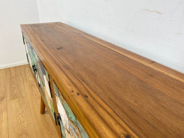 Boatwood by WMK # Detailreiche & nachhaltige Kommode aus altem Bootsholz, ein handgefertigtes Unikat aus massivem Teakholz # Sideboard Schrank Anrichte Flurkommode Konsole TV-Lowboard Bootsmöbel Teak