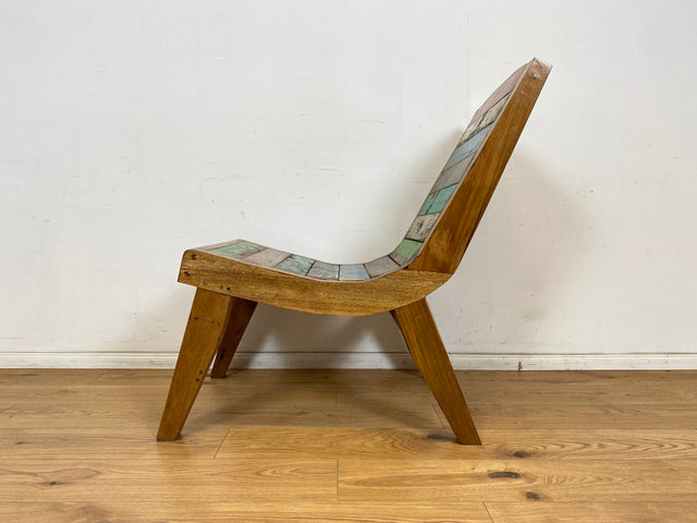 Boatwood by WMK # 1/3 Formschöner Sessel aus altem Bootsholz, ein handgefertigtes Unikat aus massivem Teakholz # Relaxsessel Holzsessel Gartenliege Liege Sonnenliege Gartenmöbel Balkonmöbel Bootsmöbel