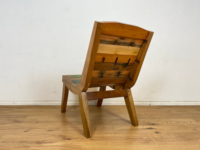 Boatwood by WMK # 1/3 Formschöner Sessel aus altem Bootsholz, ein handgefertigtes Unikat aus massivem Teakholz # Relaxsessel Holzsessel Gartenliege Liege Sonnenliege Gartenmöbel Balkonmöbel Bootsmöbel