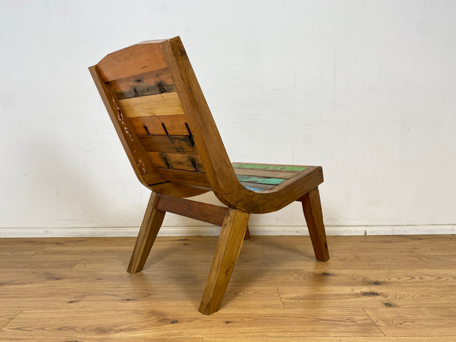 Boatwood by WMK # 1/3 Formschöner Sessel aus altem Bootsholz, ein handgefertigtes Unikat aus massivem Teakholz # Relaxsessel Holzsessel Gartenliege Liege Sonnenliege Gartenmöbel Balkonmöbel Bootsmöbel