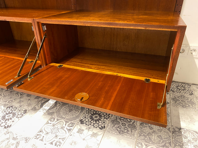 WMK Hochwertige & umfangreiche skandinavische Designer Royal Wohnwand von Poul Cadovius für Cado in Teakholz # Regalwand Regalsystem Highboard Sideboard Stringregal Danish Design Mid-Century Vintage