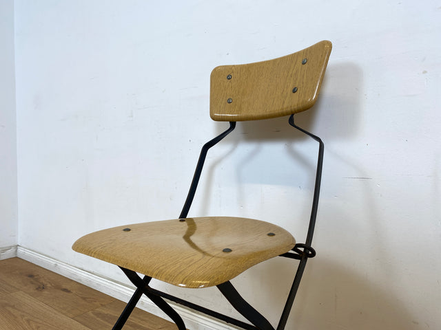 WMK Seltener und formschöner 70er Jahre Klappstuhl in gutem Zustand mit stabilem Metallrahmen # Klappstuhl Stuhl Küchenstuhl Schulstuhl Holzstuhl Gartenstuhl Mid-Century Retro DDR Vintage