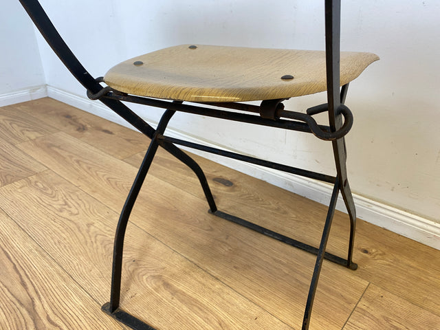 WMK Seltener und formschöner 70er Jahre Klappstuhl in gutem Zustand mit stabilem Metallrahmen # Klappstuhl Stuhl Küchenstuhl Schulstuhl Holzstuhl Gartenstuhl Mid-Century Retro DDR Vintage