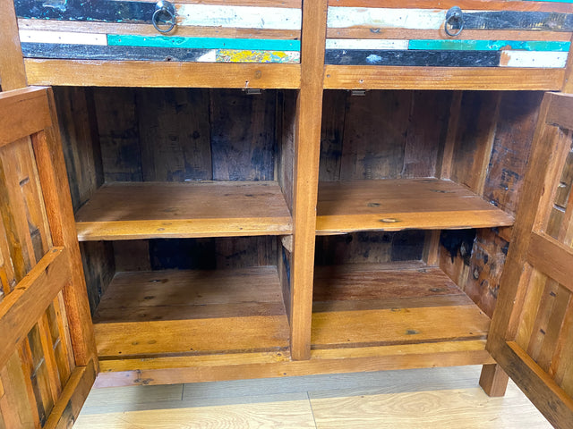 Boatwood by WMK I Einzigartiges Sideboard mit Schubladen I Handgefertigtes Unikat aus altem Bootsholz I Teakholz massiv I Kommode Schrank Anrichte Wäschekommode Schubladenkommode Berlin Bayern Kiel