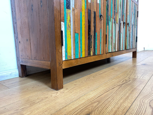 Boatwood by WMK I Einzigartiges Sideboard mit Schubladen I Handgefertigtes Unikat aus altem Bootsholz I Teakholz massiv I Kommode Schrank Anrichte Wäschekommode Schubladenkommode Berlin Bayern Kiel