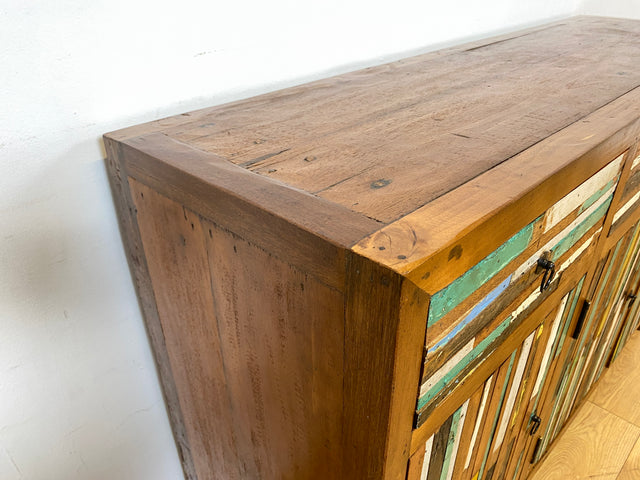 Boatwood by WMK I Einzigartiges Sideboard mit Schubladen I Handgefertigtes Unikat aus altem Bootsholz I Teakholz massiv I Kommode Schrank Anrichte Wäschekommode Schubladenkommode Berlin Bayern Kiel