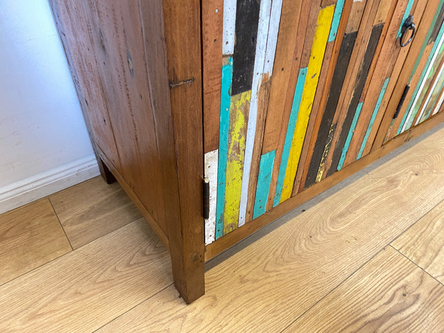 Boatwood by WMK I Einzigartiges Sideboard mit Schubladen I Handgefertigtes Unikat aus altem Bootsholz I Teakholz massiv I Kommode Schrank Anrichte Wäschekommode Schubladenkommode Berlin Bayern Kiel