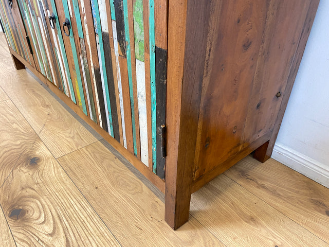 Boatwood by WMK I Einzigartiges Sideboard mit Schubladen I Handgefertigtes Unikat aus altem Bootsholz I Teakholz massiv I Kommode Schrank Anrichte Wäschekommode Schubladenkommode Berlin Bayern Kiel
