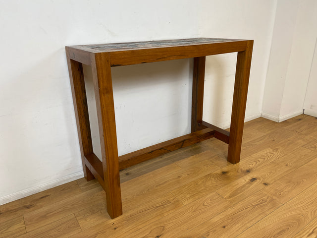 Boatwood by WMK I Schöner & robuster 130x60 Stehtisch handgefertigt aus altem Bootsholz I Teakholz massiv I Outdoor geeignet I Tisch Küchentisch Esstisch Holztisch Bartisch Gastro I Berlin Bremen Köln