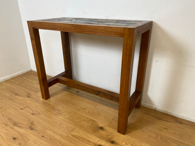 Boatwood by WMK I Schöner & robuster 130x60 Stehtisch handgefertigt aus altem Bootsholz I Teakholz massiv I Outdoor geeignet I Tisch Küchentisch Esstisch Holztisch Bartisch Gastro I Berlin Bremen Köln