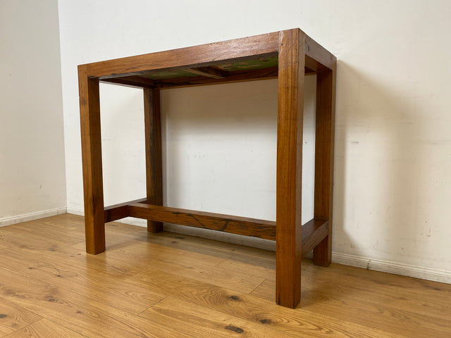 Boatwood by WMK I Schöner & robuster 130x60 Stehtisch handgefertigt aus altem Bootsholz I Teakholz massiv I Outdoor geeignet I Tisch Küchentisch Esstisch Holztisch Bartisch Gastro I Berlin Bremen Köln