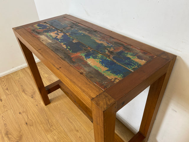 Boatwood by WMK I Schöner & robuster 130x60 Stehtisch handgefertigt aus altem Bootsholz I Teakholz massiv I Outdoor geeignet I Tisch Küchentisch Esstisch Holztisch Bartisch Gastro I Berlin Bremen Köln