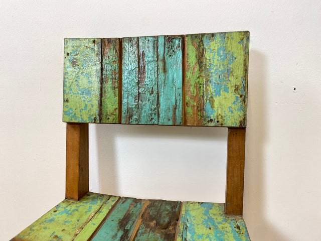 Boatwood by WMK # 1/4Einzigartiger und sehr robuster Stuhl aus altem Bootsholz mit original Bootsfarben, ein handgefertigtes Unikat aus massivem Teakholz # Esszimmerstuhl Küchenstuhl Holzstuhl Chair