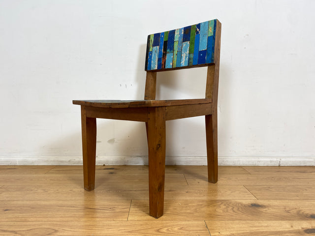 Boatwood by WMK # 1/4Einzigartiger und sehr robuster Stuhl aus altem Bootsholz mit original Bootsfarben, ein handgefertigtes Unikat aus massivem Teakholz # Esszimmerstuhl Küchenstuhl Holzstuhl Chair