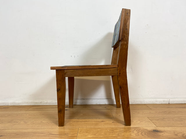 Boatwood by WMK # 1/4Einzigartiger und sehr robuster Stuhl aus altem Bootsholz mit original Bootsfarben, ein handgefertigtes Unikat aus massivem Teakholz # Esszimmerstuhl Küchenstuhl Holzstuhl Chair