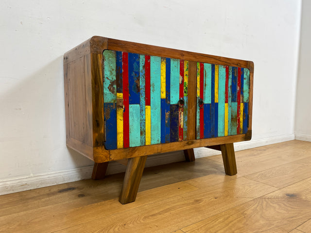 Boatwood by WMK I Detailreiche Kommode aus altem Bootsholz I handgefertigtes Unikat aus massivem Teakholz I Sideboard TV Lowboard TV-Bank Flurkommode Schuhschrank Bootsmöbel Berlin Rostock Stettin