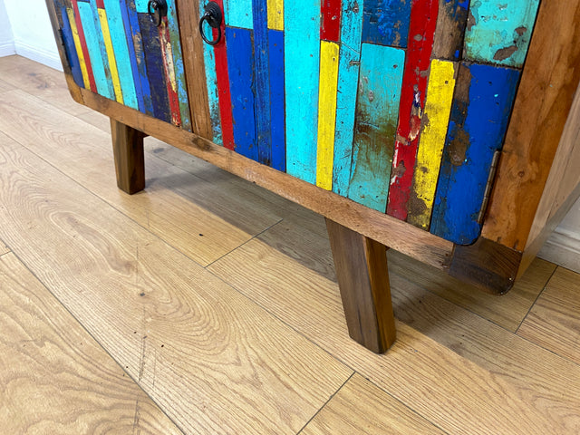 Boatwood by WMK I Detailreiche Kommode aus altem Bootsholz I handgefertigtes Unikat aus massivem Teakholz I Sideboard TV Lowboard TV-Bank Flurkommode Schuhschrank Bootsmöbel Berlin Rostock Stettin