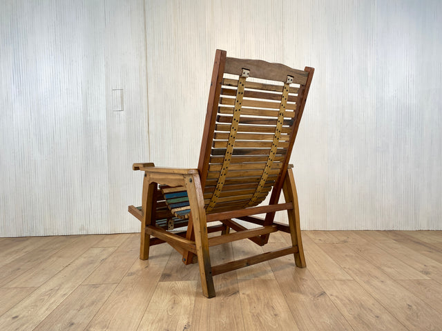 Boatwood by WMK # Einzigartiger Relaxsessel mit Liege Funktion, ein aus altem Bootsholz handgefertigtes Unikat aus massivem Teakholz # Sessel Lesesessel Schaukelstuhl Sonnenliege Gartenmöbel Balkon