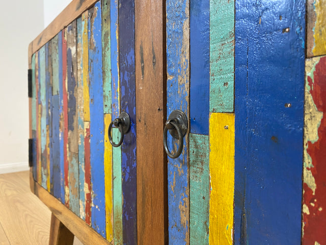 Boatwood by WMK I Bunterschönes Sideboard handgefertigt aus altem Bootsholz