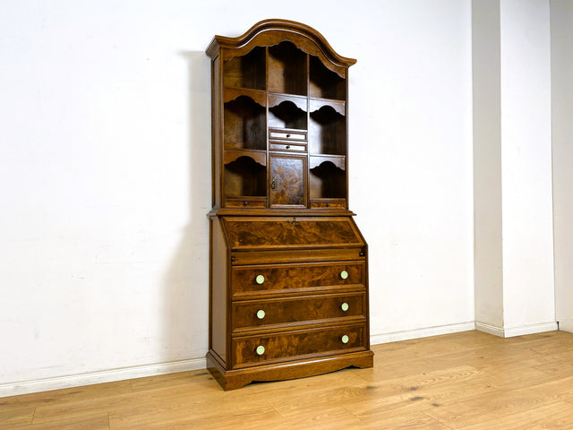 WMK Beautiful & high-quality vintage writing cabinet made of solid wood in English style with drawers & shelf attachment # Secretary attachment secretary shelf bookcase bookcase chest of drawers chest of drawers
