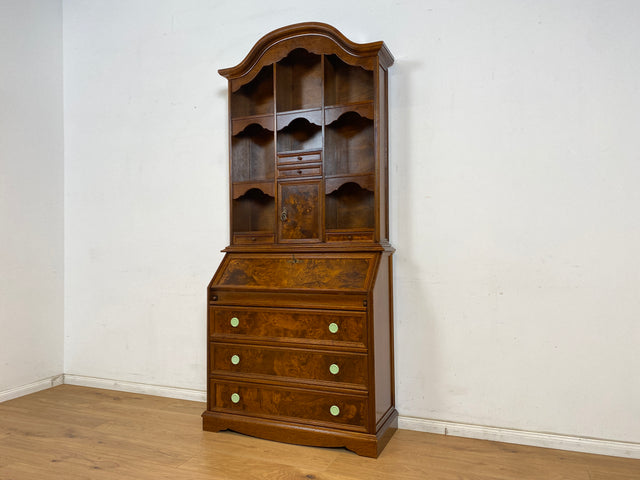 WMK Beautiful & high-quality vintage writing cabinet made of solid wood in English style with drawers & shelf attachment # Secretary attachment secretary shelf bookcase bookcase chest of drawers chest of drawers